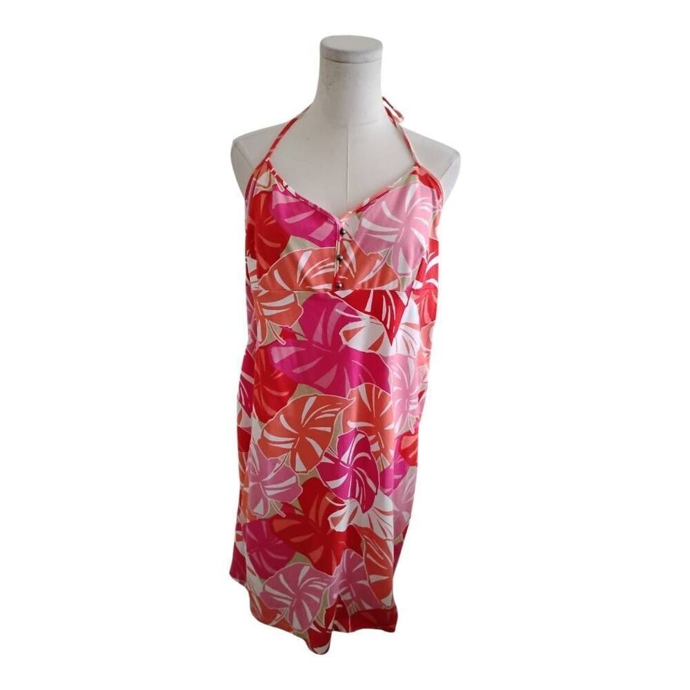 Tommy Bahama‎ Pink/Orange/Red Tropical Halter Sundress Size Large - Picture 2 of 7
